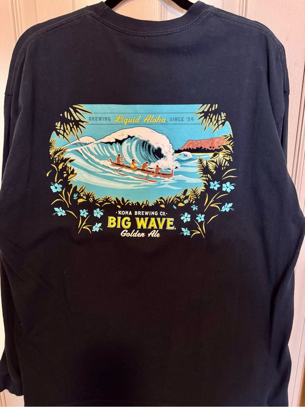 Kona Brewing Co. Big Wave Golden Ale Graphic Long Sleeve Tee - Navy